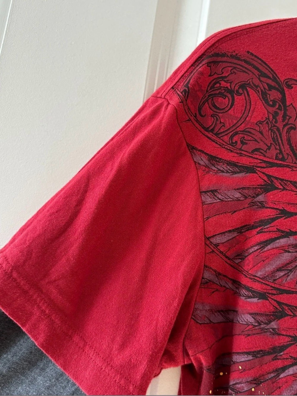 Helix Red Cross Wing Double Layer Long Sleeve Shirt Men's Size Medium Cyber Y2K - Picture 3 of 15
